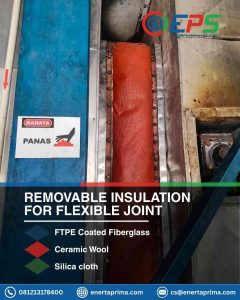 Isolasi kain serat kaca berlapis PTFE untuk sambungan fleksibel industri.
