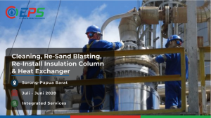 Pemasangan kembali peredam panas column shell dan pembersihan, sand blasting ulang dan pengecetan ulang untuk heat exchanger