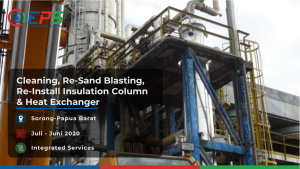 Pemasangan kembali peredam panas column shell dan pembersihan, sand blasting ulang dan pengecetan ulang untuk heat exchanger