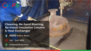 Pemasangan kembali peredam panas column shell dan pembersihan, sand blasting ulang dan pengecetan ulang untuk heat exchanger