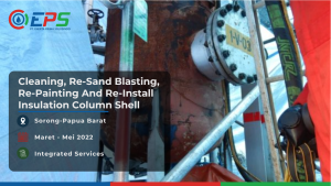 Pemasangan kembali peredam panas column shell dan pembersihan, sand blasting ulang dan pengecetan ulang