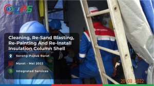 Pemasangan kembali peredam panas column shell dan pembersihan, sand blasting ulang dan pengecetan ulang