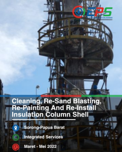 Pemasangan kembali peredam panas column shell dan pembersihan, sand blasting ulang dan pengecetan ulang