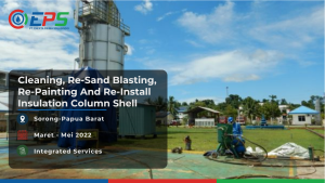 Pemasangan kembali peredam panas column shell dan pembersihan, sand blasting ulang dan pengecetan ulang