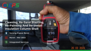 Pemasangan kembali peredam panas column shell dan pembersihan, sand blasting ulang dan pengecetan ulang